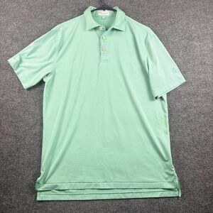 Peter Millar Polo Shirt Mens Medium Green Stripe Summer Comfort Golf Performance